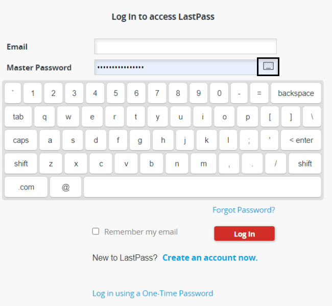 Gunakan keyboard layar di Lastpass