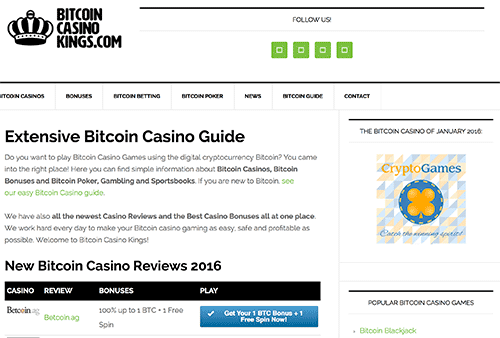 Beginilah tampilan Bitcoin Casino Kings pada Januari 2016.