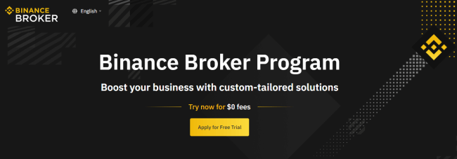 Tangkapan layar dari bagian halaman binance.com