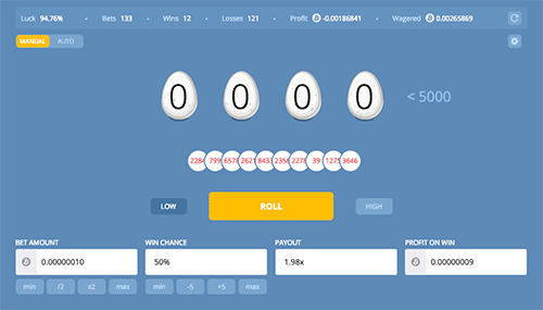 بازی تاس DuckDice.