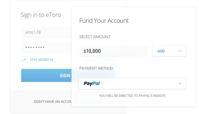 عکس صفحه etoro.com پرداخت با پی پال